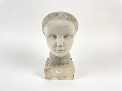 MERCIER "Young Woman," 1938, plaster bust, signed and dated on the base, h. 32 cm...