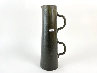 CITTÀ DI CASTELLO - ITALY Double-handled pitcher, circa 1960, glazed ceramic, mark,...