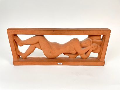 DEBONNAIRES Fernand (1907-1997) "Reclining Bather," 1959, terra cotta print, signed...