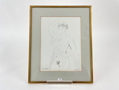 LEPLAE Agnès (1933-) "Nus", 1988, paire de crayons sur papier, signés et datés en...