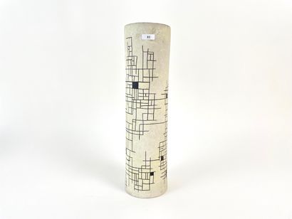 CITTÀ DI CASTELLO - ITALY Vase-rouleau à décor géométrique, circa 1960, céramique...