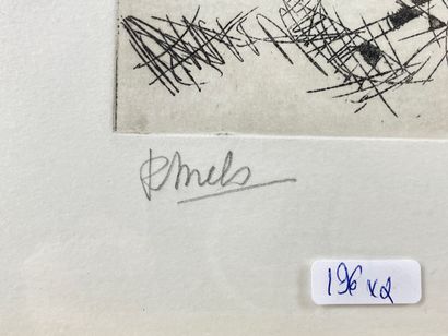 MELS René (1909-1977) "Compositions abstraites", XXe, deux eaux-fortes polychromes...
