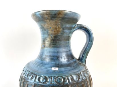 null Large decorative pitcher, circa 1960, glazed ceramic, monogrammed [JdV] and...