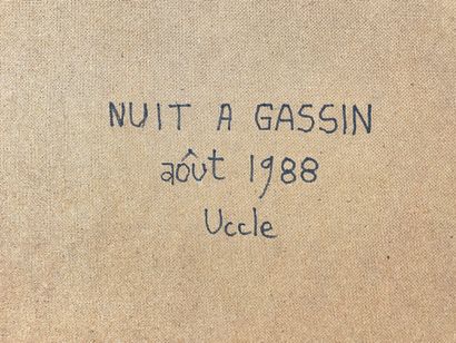 DECELLE Philippe (1948-) "Nuit à Gassin", 1988, huile sur panneau, signée en bas...