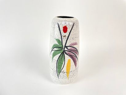 Oblong vase with stylized polychrome decoration,...