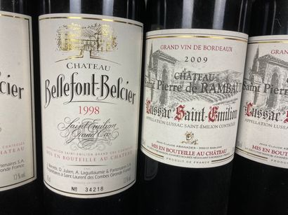 BORDEAUX Lot of five bottles:
- (SAINT-ÉMILION-GRAND-CRU), Château Bellefont-Belcier,...