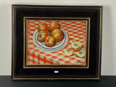 URBAIN H. "Still Life with Apples", [19]52, oil on canvas, signed and dated lower...