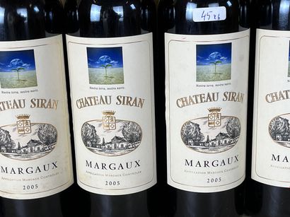 BORDEAUX (MARGAUX) Château Siran 2005 (rouge), six bouteilles [mi-goulots à haut...