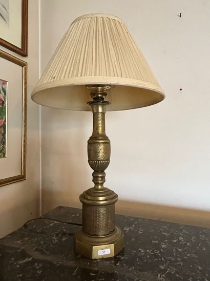 null Pied de lampe Empire en bronze doré, XXe, haut. 50 cm.