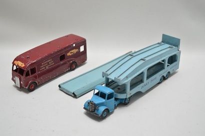 null DINKY (2) Horse Box bordeaux - 382 Pullmore car transporter bleu (traces d'...