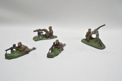 null Fab. belge soldats en plomb : 4x mitrailleurs (3 mitrailleuses différentes),...