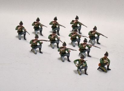 null CBG soldats de plomb (10) : tunique verte, pantalon gris, tireur à genou (excellent...