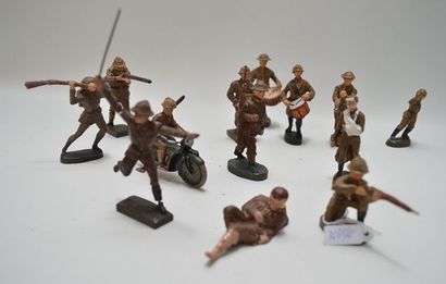 null ELASTOLIN (14) soldats belges en attitudes diverses : dont une moto - 5x musiciens...
