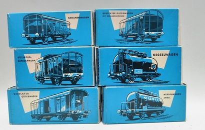 null MÄRKLIN, (6) wagons marchandises, boîte bleue, bel état : 4502 - 4506 - 4509...