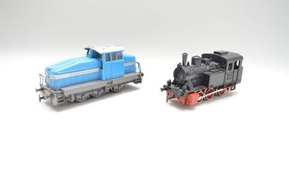 null MÄRKLIN, (2) 3029 locotender noire (E) - loco tracteur diesel bleu (E) en ordre...