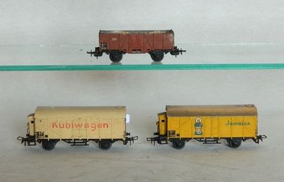 null MÄRKLIN (3) wagons marchandise en métal: 311 S, brun ouvert chargé, - 325 Kuhlwagen...