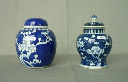 CHINE (2) Suite d'une potiche et un pot couvert en porcelaine dure, époque Kiang-Siu,...