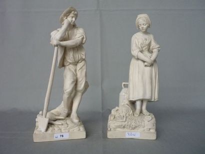 CYFFLE Pierre Louis Paire de statuettes représentant le jardinier et la jardinière,...
