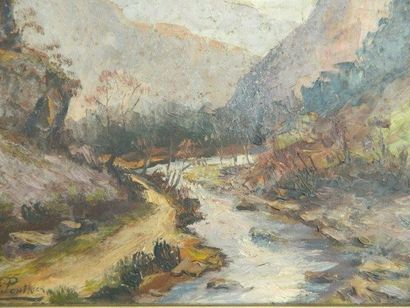 PONTHIER F. (fin XIXe - début XXe), "Vallée de la Warche", huile sur toile, signé...