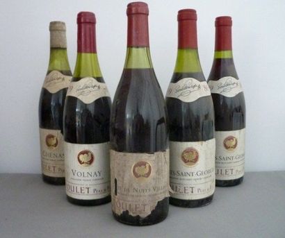 null BOURGOGNE rouge, ensemble de 5 bouteilles diverses mis en bouteille par Poulet...