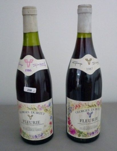 null BEAUJOLAIS rouge, 2 bouteilles "FLEURIE 1986-1987", Georges Duboeuf (1 bout....
