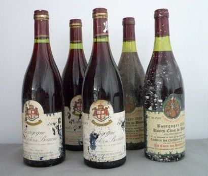 null BOURGOGNE rouge, 5 bouteilles "HAUTES COTES DE BEAUNE" mis en bouteille par...