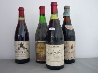 null VALLEE DU RHONE rouge, 4 bouteilles diverses :

"GIGONDAS 1970" (niveau très...