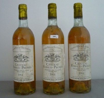 null BORDEAUX, Sauternes, 3 bouteilles "CHATEAU RABAUD-PROMIS 1984", Premeier Cru...