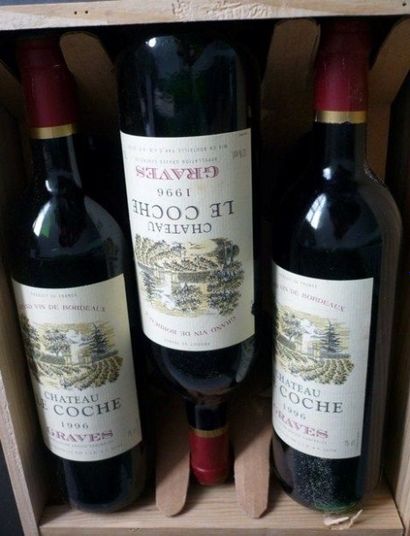 null BORDEAUX rouge, Graves, 6 bouteilles en boite d'origine en bois "CHATEAU LE...
