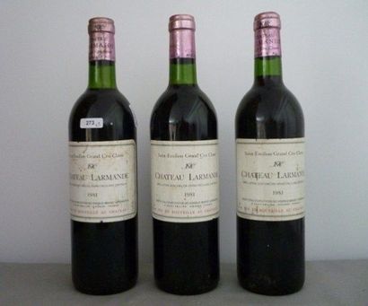 null BORDEAUX rouge, Saint-Emilion, 3 bouteilles "CHATEAU LARMANDE 1981", Grand Cru...
