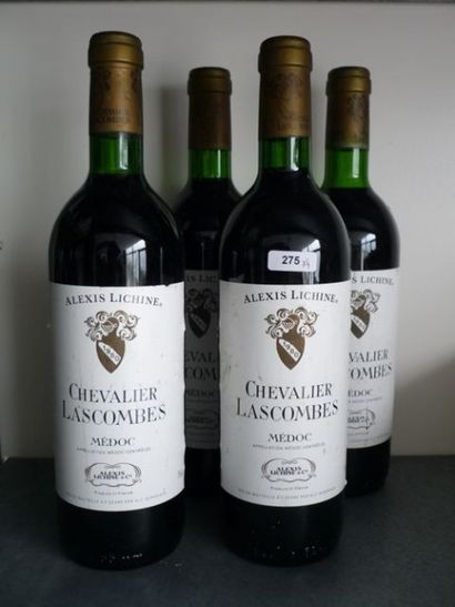 null BORDEAUX rouge, Médoc, 4 bouteilles "CHEVALIER LASCOMBES 1980", Alexis Lichine...