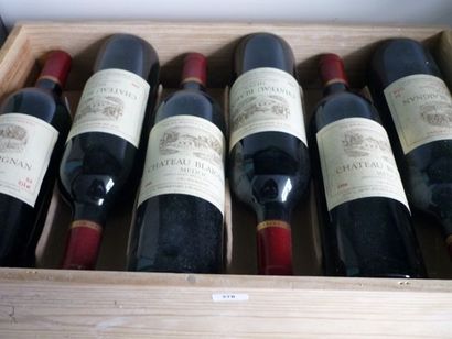 null BORDEAUX rouge, Médoc, 12 bouteilles en caisse d'origine en bois "CHATEAU BLAIGNAN...
