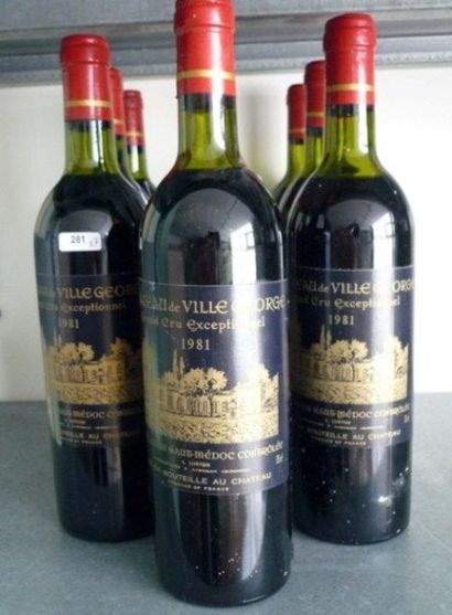 null BORDEAUX rouge, Haut-Médoc, 7 bouteilles "CHATEAU de VILLEGEORGE 1981", Grand...