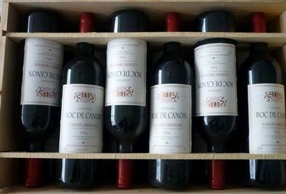 null BORDEAUX rouge, Canon Fronsac, 12 bouteilles en caisse d'origine en bois "CHATEAU...