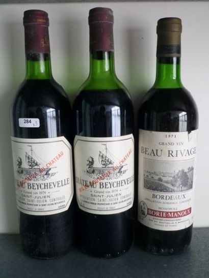 null BORDEAUX rouge, 3 bouteilles diverses :

2 Saint-Julien "CHATEAU BEYCHEVELLE...