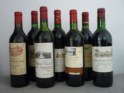 null BORDEAUX rouge, Saint-Emilion, 7 bouteilles diverses :

"Chateau Beau Mazaret...