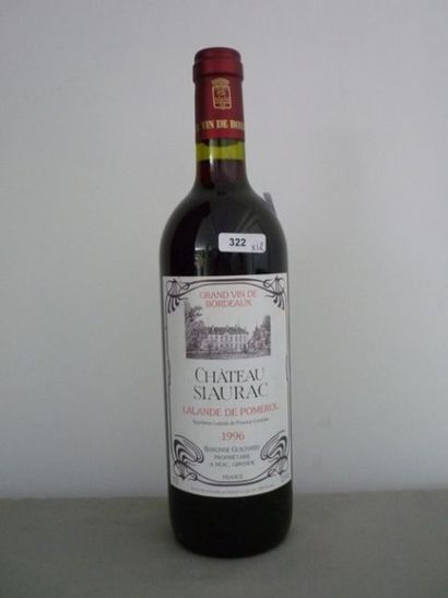 null BORDEAUX rouge, Lalande de Pomerol, 12 bouteilles "CHATEAU SIAURAC 1996".