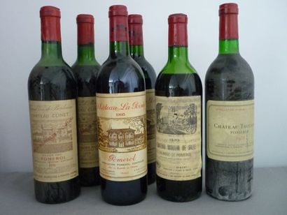 null BORDEAUX rouge, Pommerol, ensemble de 6 bouteilles diverses :

1 "Chateau Trotanoy...