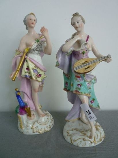 MEISSEN, XVIIIè Epoque Marcolini 1774-1818, Paire de statuettes en porcelaine dure...