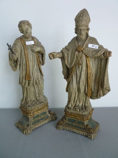 BOIS SCULPTES, XVIIIe Paire de Saints en bois sculpté : "Saint François Xavier" et...