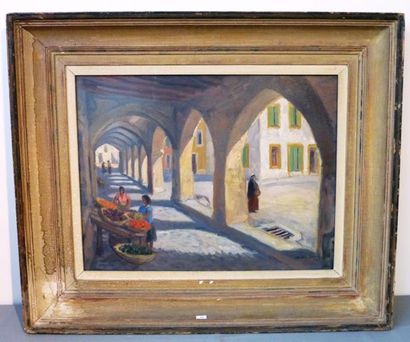 SMETS Charles Ernest (1909- ) "Echoppes dans les ruelles d'Avignon", huile sur panneau,...