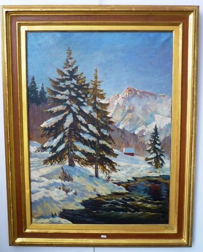 WESTCHILOFF Constantin (Russie, 1877 - New-York, 1945) "Paysage de montagnes sous...