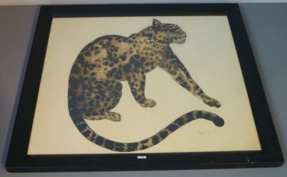 GUYOT Georges Lucien (artiste animalier français, Paris, 1885-1973) "Panthère mouchetée...