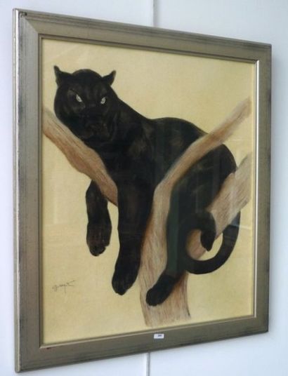 GUYOT Georges Lucien (artiste animalier français, Paris, 1885-1973) "Panthère noire...