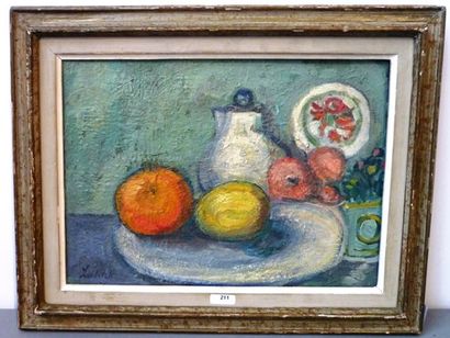 LUBITCH OSSIP (1896-1990) "Nature morte aux fruits", huile sur toile, signée en bas...