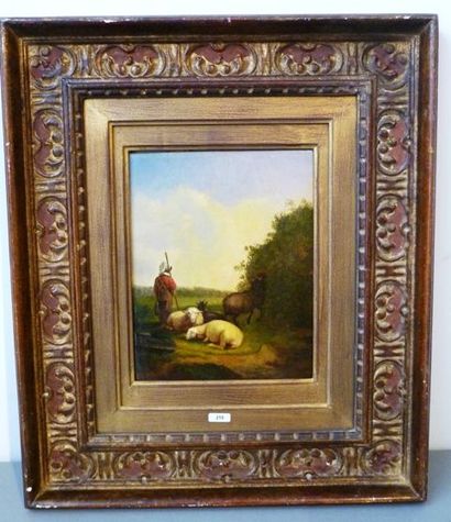 VERBOEKHOVEN Joseph (1798-1881) [attribué à] " Le Berger et ses moutons", huile sur...