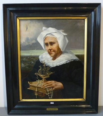 TULPINCK Camille (Bruges 1861-1946, peintre et historien de l'art) "Portrait de femme...
