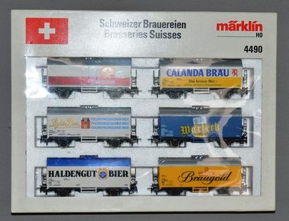 MARKLIN HO Réf. 4490, set de six wagons de brasseries suisses (MB) - 6 gûterwagen...