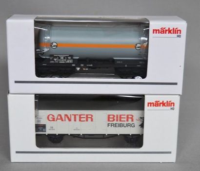 MARKLIN HO Insider (2) wagons marchandises : 46201 "Ganter Bier" Jahreswagen 2004...