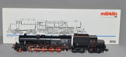 MARKLIN HO Réf. 3416, locomotive autrichienne BR 52 type 150 tender 4 axes, noire,...